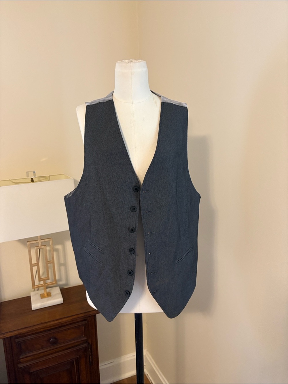 John Varvatos Men's Dark Gray Vest